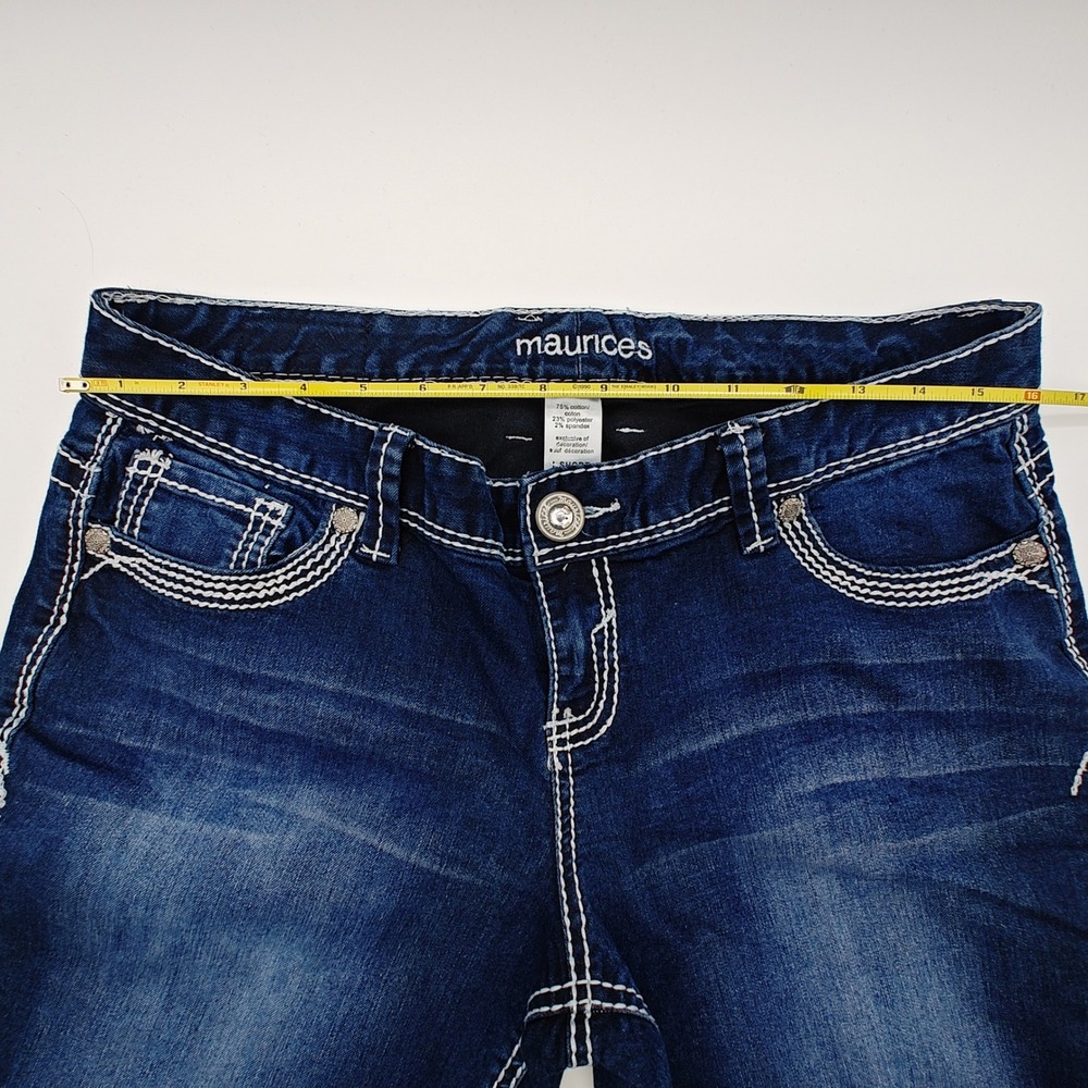 Maurices Bootcut Jeans Womens Large Short Dark Wash Stretch Denim Western - Picture 5 of 8